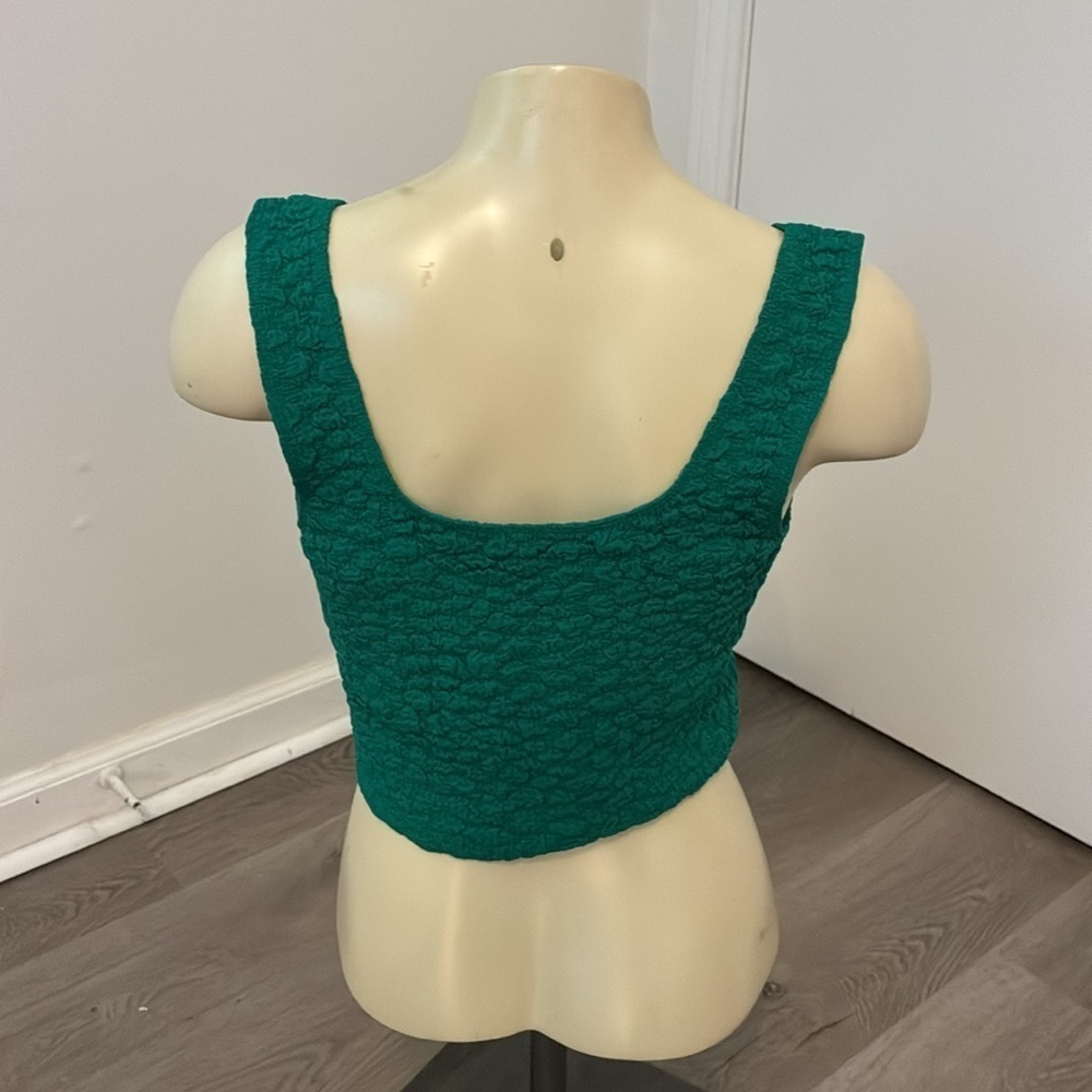 NWT Anthropologie Green Textured Crop Tank - Picture 3 of 4